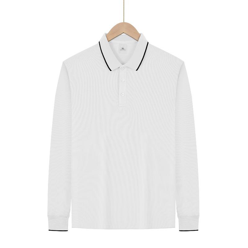 

Spring and Autumn Business Casual Men s Lapel Solid Color Going Out Dating Long Sleeve Thin Polo Shirt XXXL белый