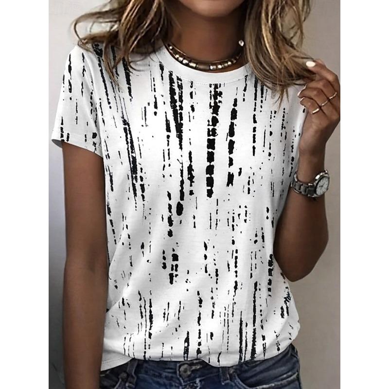 

Women s T Shirt Print Graphic Color Gradient Stylish Classic Casual Short Sleeve Crew Neck Regular Tops 2XL