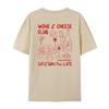 Retro Style Wine Cheese Club Graphic Tees Unisex Cute Funny Food Lover T Shirt Loose Vintage Streetwear Tshirt Unisex Fashion Top