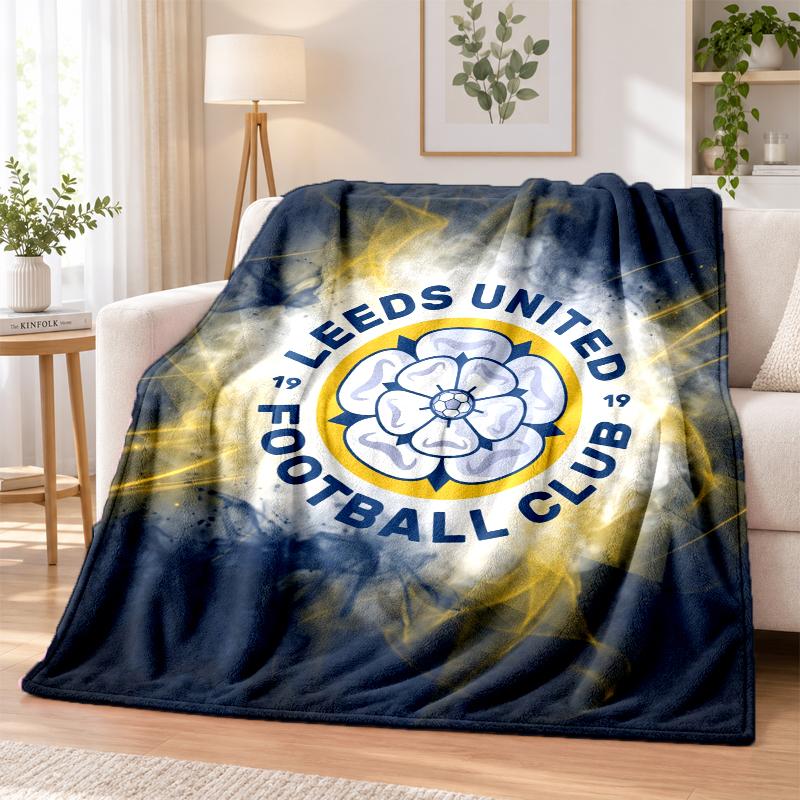 Leeds United Printed Flannel Blanket Warm Comfort Bed Throw For Indoor Home Decoration