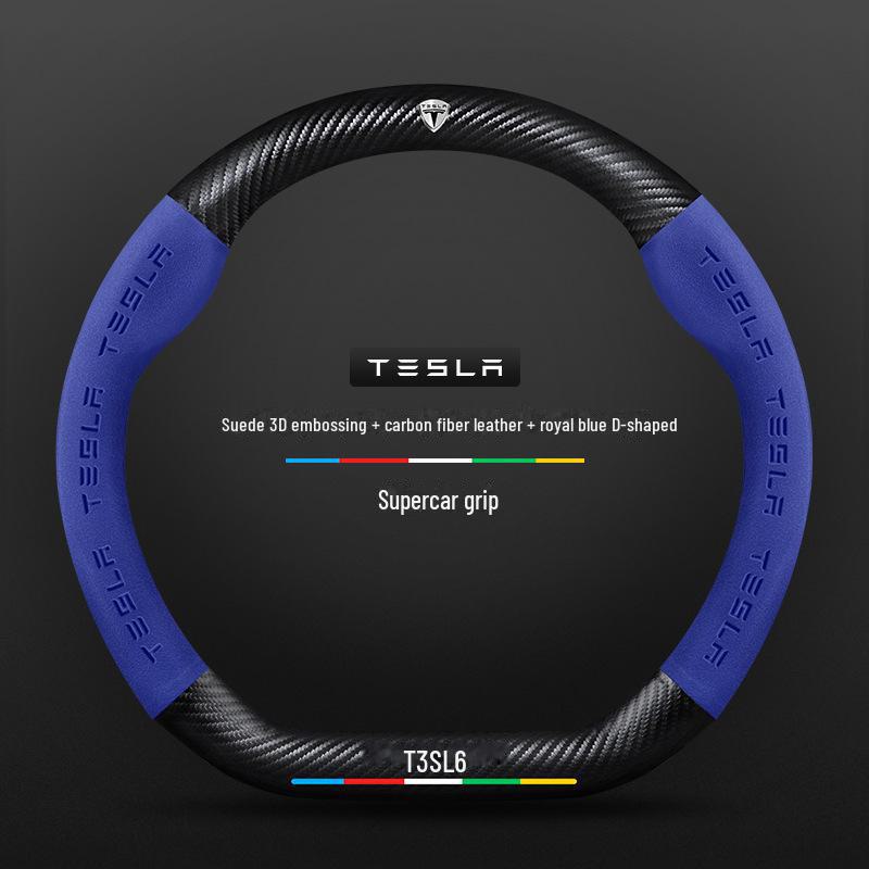 

Чехол на руль Tesla: Натуральная кожа и замша, углеродное волокно для Model 3/Y/X 38cm