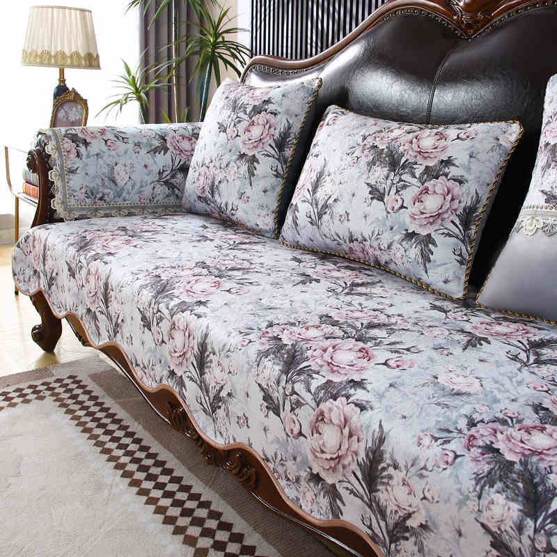 Retro Rosen Sofakissen Wohnzimmer Dekor Jacquard Sofabezug Vier Jahreszeiten Allgemein Rutschfest Sessel Stoff Heim Sofabezüge Hand towel 60x60cm