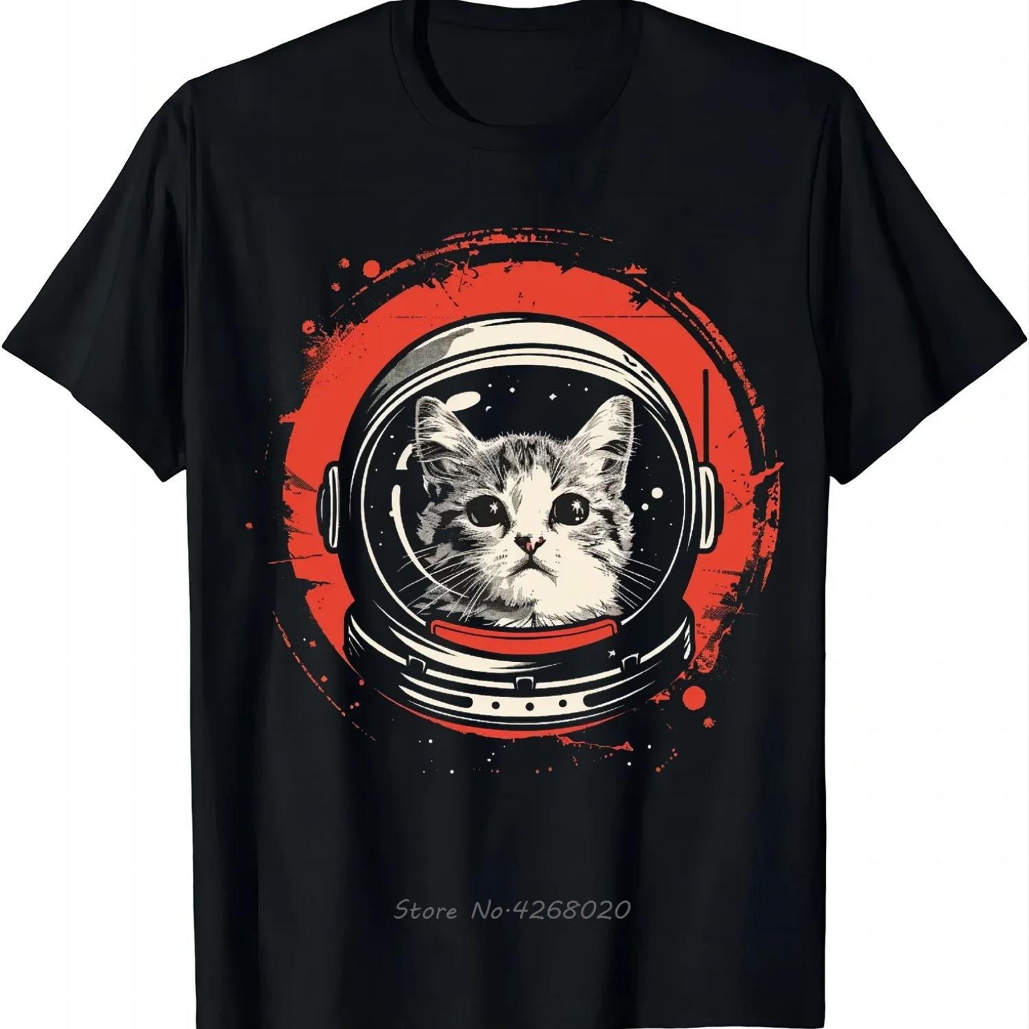 

2025 Summer New Space Cat Courage Japanese Retro Kawaii Cute Oversized T-shirt Graphic Women Clothing Cotton T-shirt Tee Tops XXXXXL чёрный