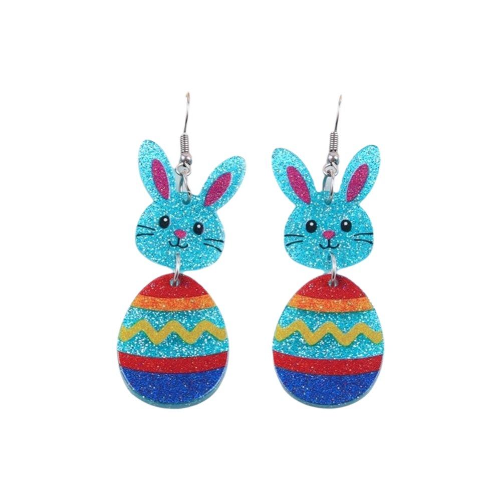 Acrylic Bunny Pendant Earrings Cartoon Easter Egg Dangle Earrings Fashion Easter Egg Earrings  Men