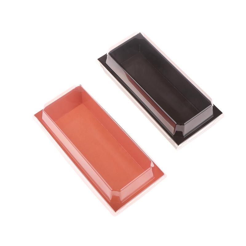 10Pcs Black Pink Fruit Cut Packing Box With Transparent Lids Sushi Box Disposable Takeaway Box Cake Bread Takeout Packing Boxes