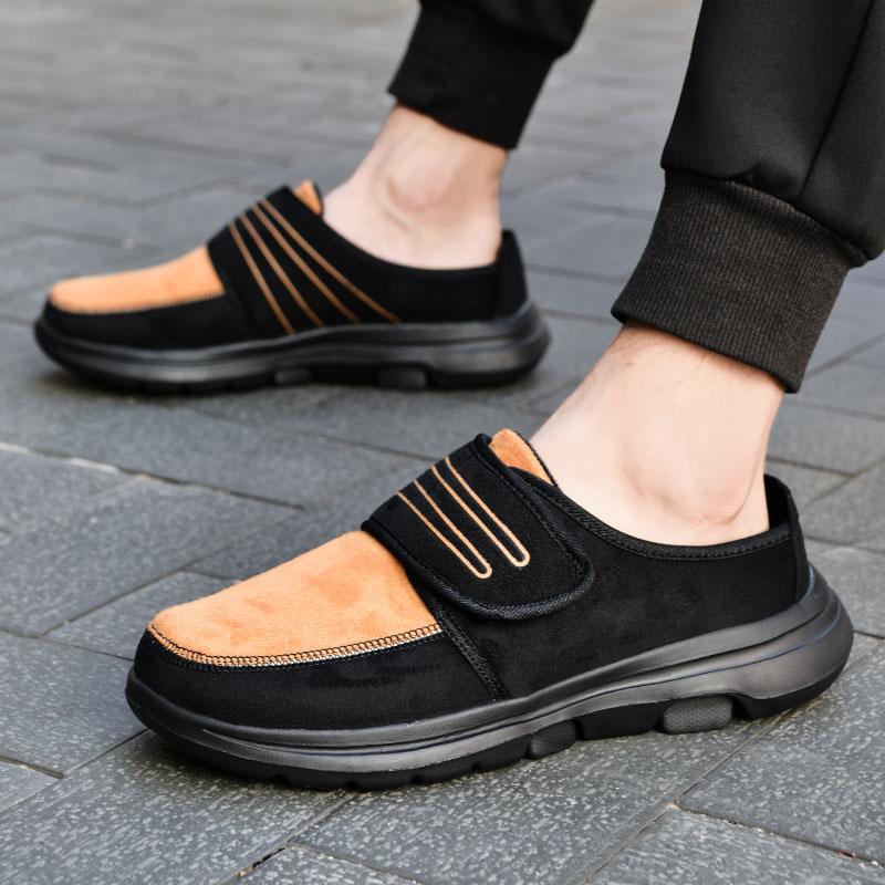 Erkek Günlük Ayakkabılar peluş Kış Sıcak Peluş Unisex Kadın Ayakkabıları Kumaş Yürüyüş Yarım Terlik İç Mekan Dış Mekan erkek ayakkabıları
