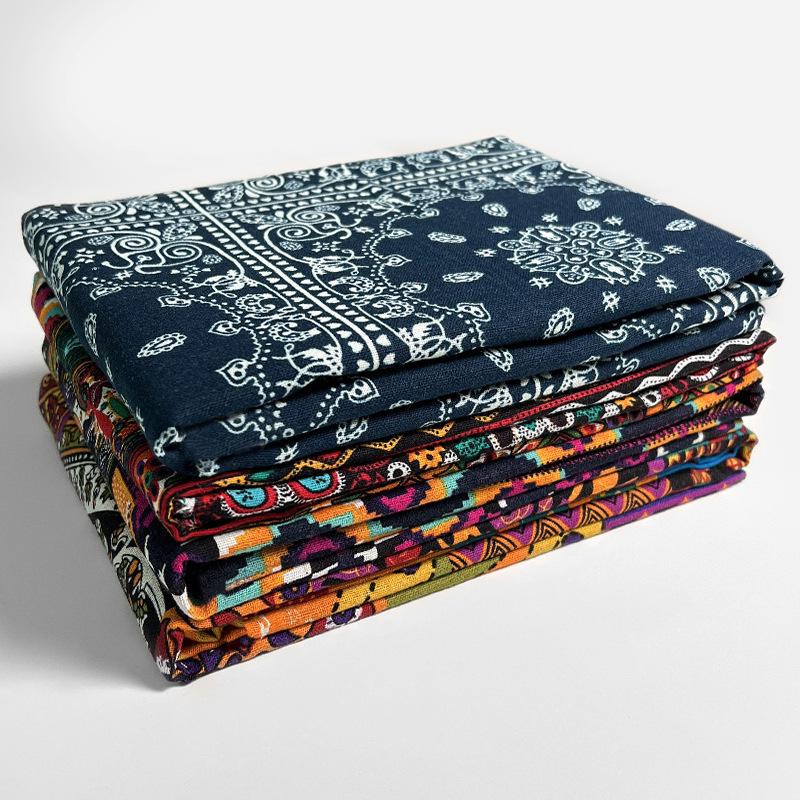 Ethnic Style Cotton Linen Fabric – Lijiang Yunnan Print for Tablecloths, Clothing, Curtains, and Bags