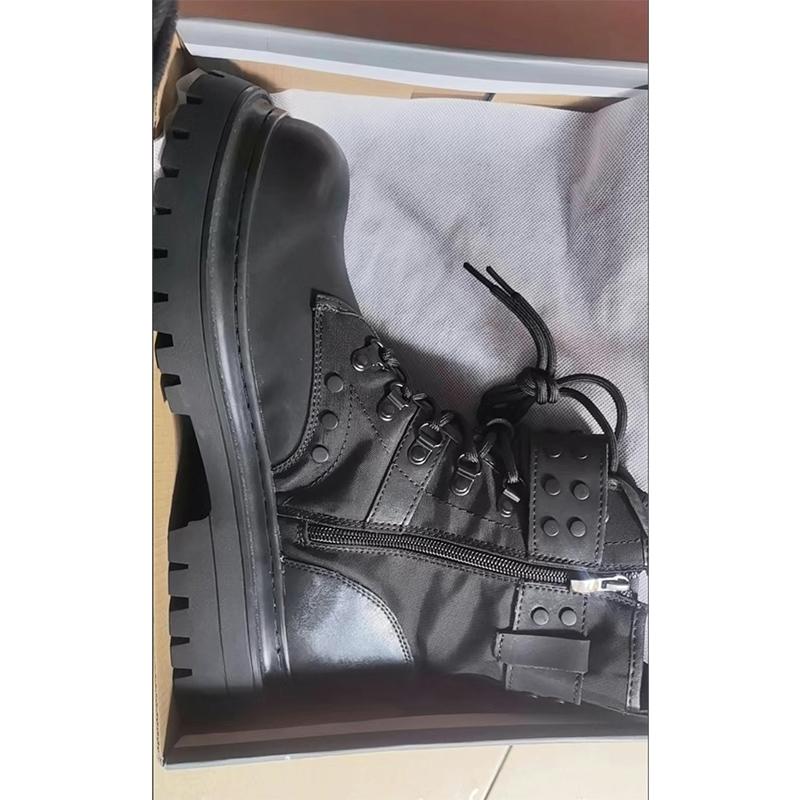 2025 Herbst Früher Winter Schuhe Herren Motorradstiefel Marke Herren Stiefeletten Reines Schwarz Dick Rutschfest Cooler Stil