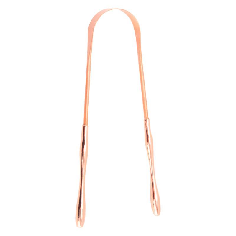 Copper & Stainless Steel Double-Sided Tongue Scraper - Single Handle Tongue Coating Cleaner for Fresh Breath
