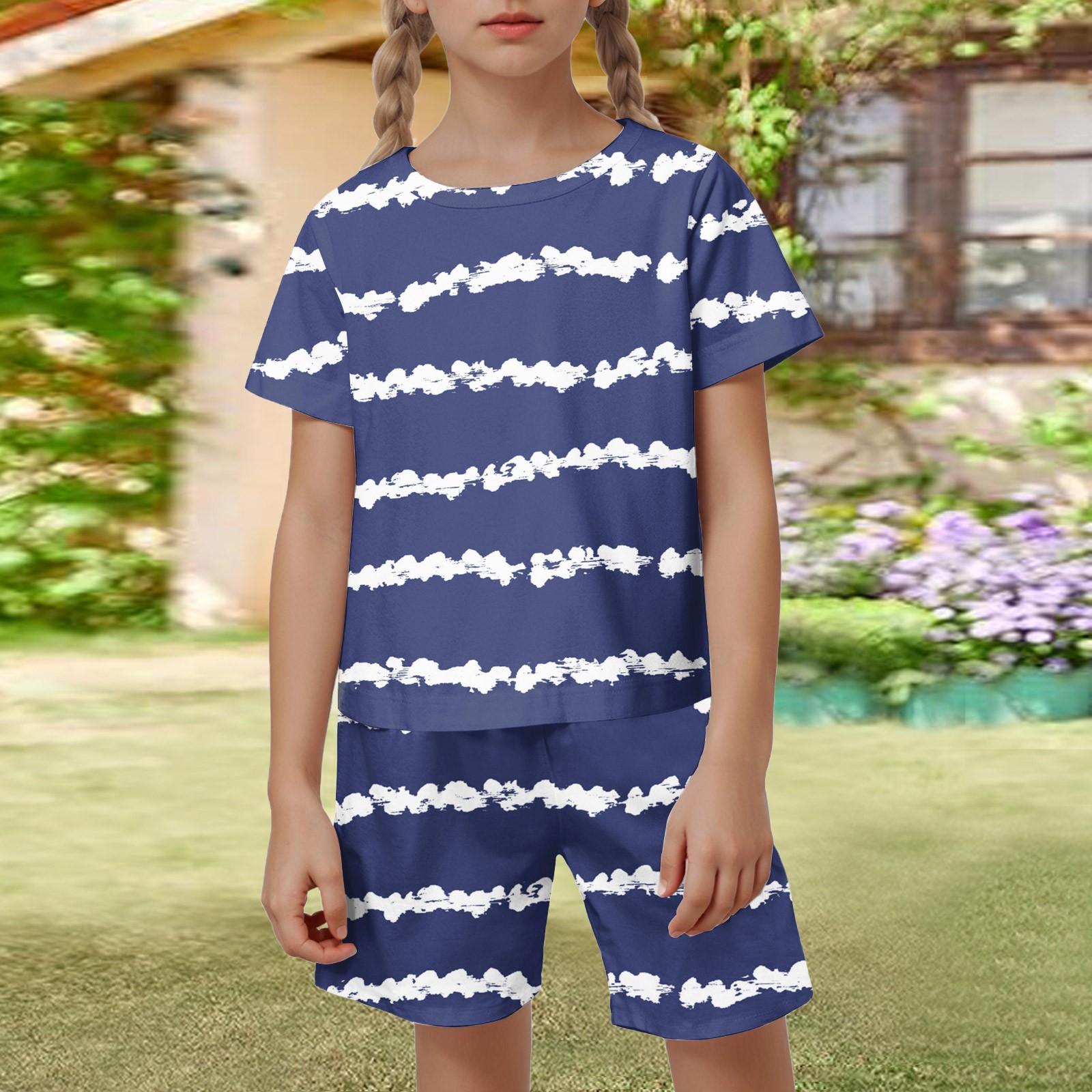 

Kid Patriotic Outfit - Short Sleeve & Shorts 2-Piece Set For Boy And Girl 110 тёмно-синий