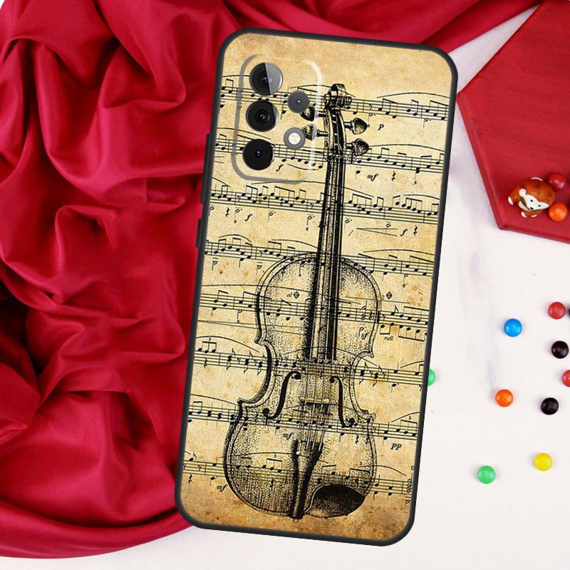 Cool Music Violin For Samsung Galaxy A52 A32 A22 A54 A14 A16 A26 A36 A56 A55 A35 A05 A06 A15 A53 A33 A13 Case
