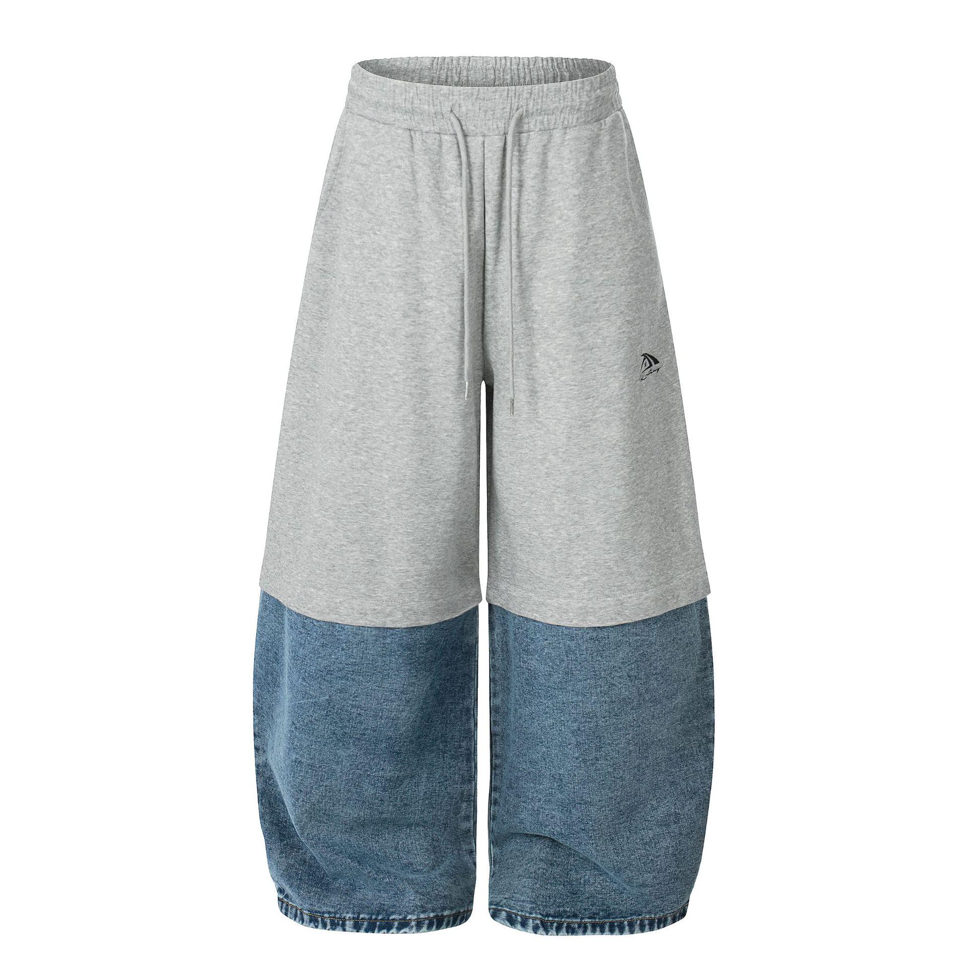 

European & American Style Color Block Scythe Wide-Leg Casual Trousers 2026 Trendsetter Collection Medium (M) серый