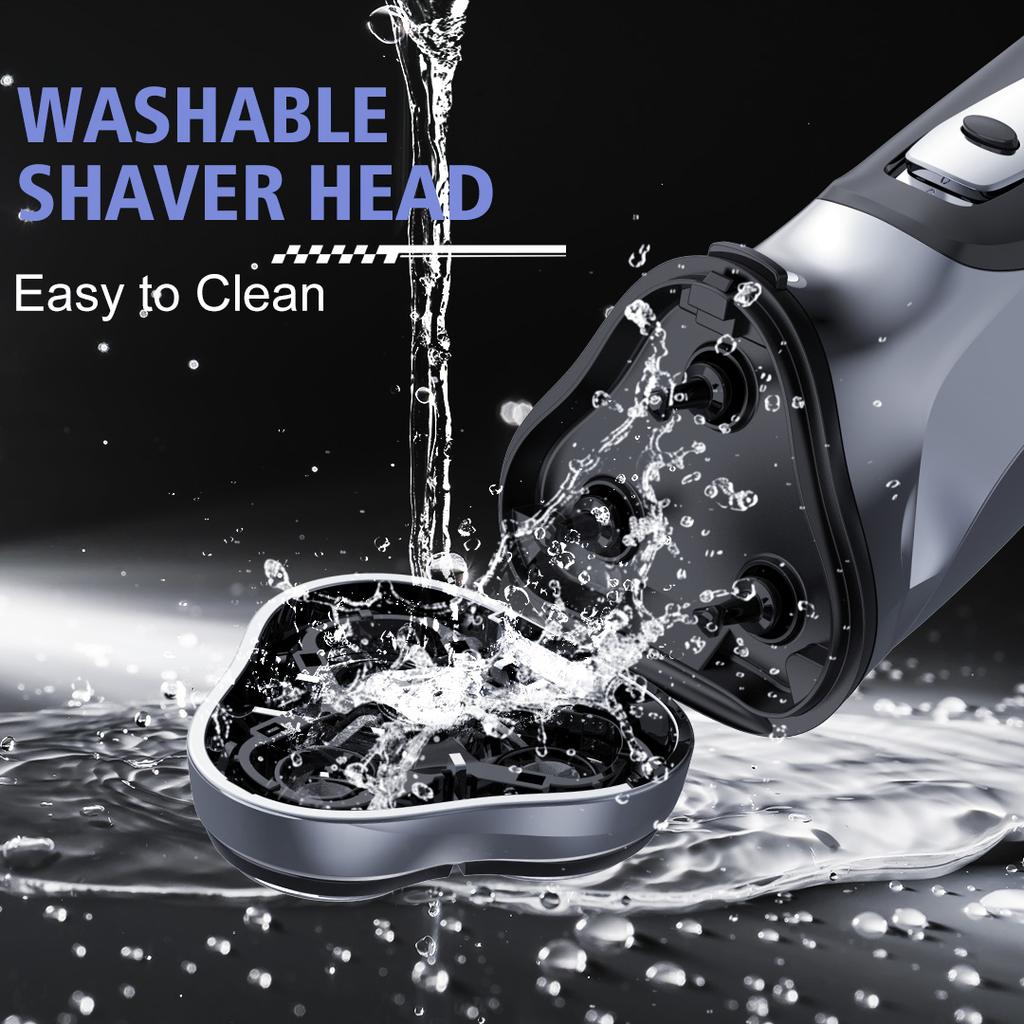 Electric Rotary Shaver Razor for Men Type-C Rechargeable Shaving Beard Machine Wet & Dry Use Hair Cutting Trimmer