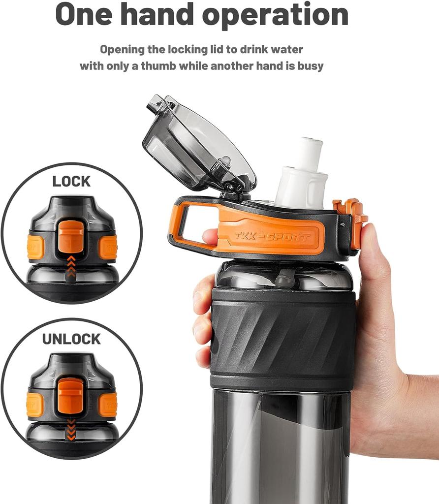 TKK 17 Borracce Sportive da 20oz con Cannuccia Borracce Tritan Durevoli Senza BPA Borracce a Prova di Perdita per Scuola Fitness Palestra Outdoor