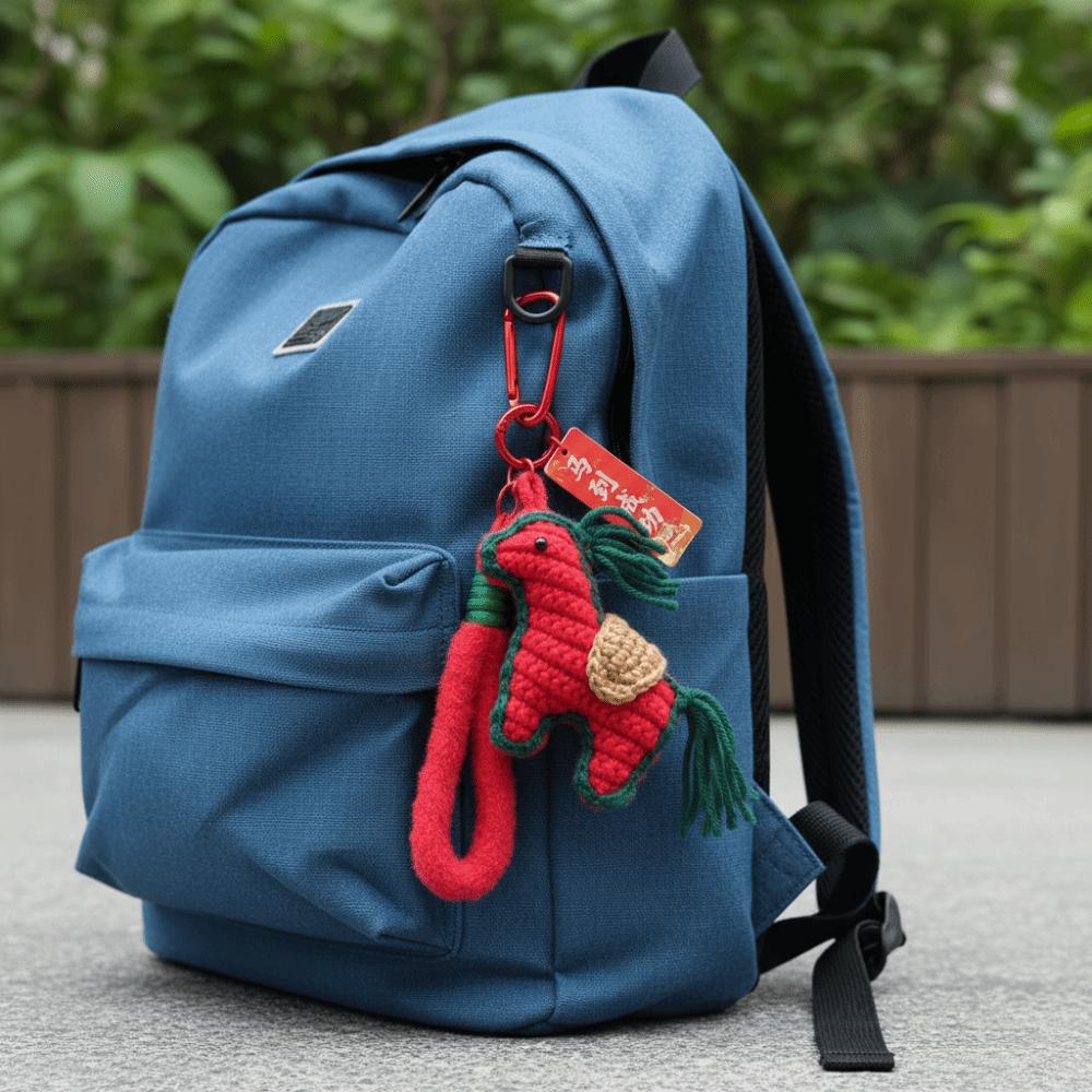 Handmade Pony Keychain Knitting Wool Horse Pendant Bag Pendant Zodiac Key Ring  New Year Gift