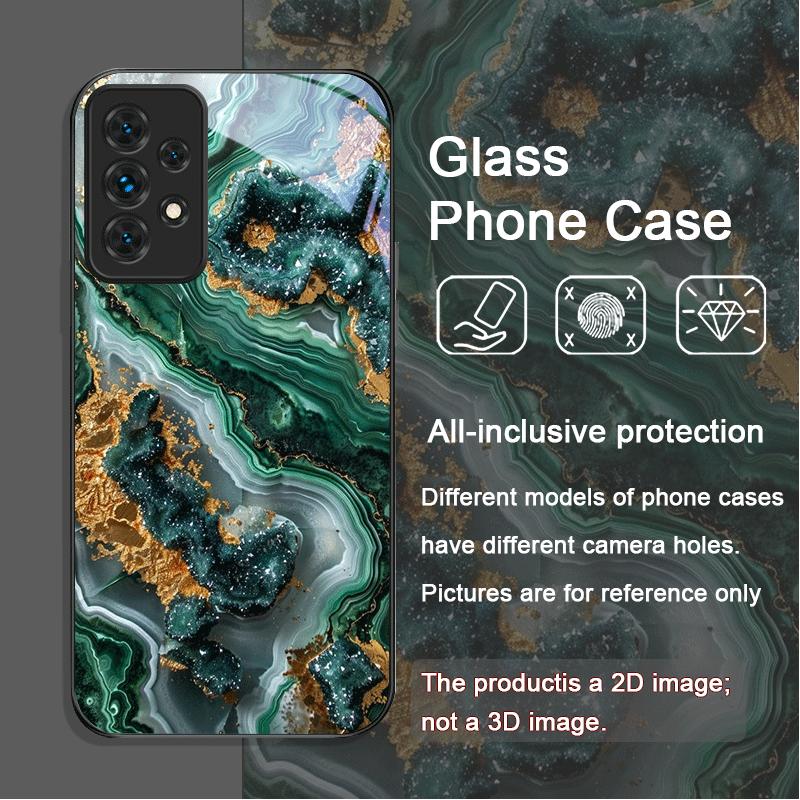 

Gorgeous Emerald Pattern Tempered Glass Phone Case for Samsung Galaxy A56 A17 A55 A54 A53 A52 A36 A14 A31 A51 5G Anti-drop Cover Galaxy A55 5G