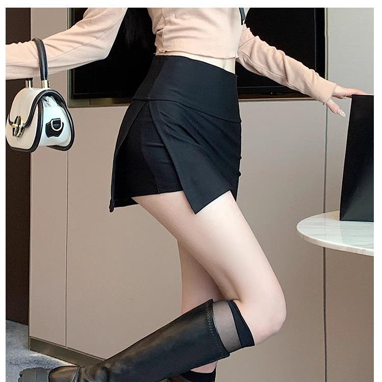 High-Waisted A-Line Short Skirt - Women's Spring Fashion with Anti-Exposure Style and Patchwork Design