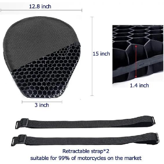 Moto 3D Honeycomb Shock Absorbing Motorcycle Seat Cushion Cools Good Decompression and Shock Absorbs Suitable for Any Motorcycle
