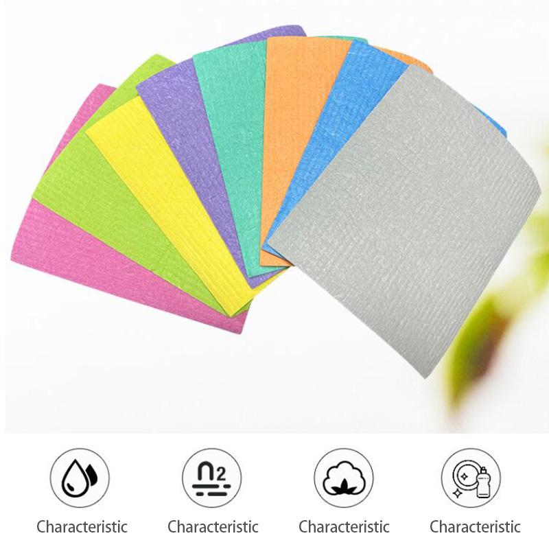 10Pc Dishcloth Magic Cleaning Cloth Kitchen Absorbent Rag Towel Cellulose Swedish Dishcloth Wood Pulp Sponge Reusable Dish Cloth