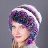 Frauen Herbst Winter Wärme Verdickte Gehörschutz Pelz Gras Rex Kaninchen Haar Hut Drei Ball Runde Strickmütze