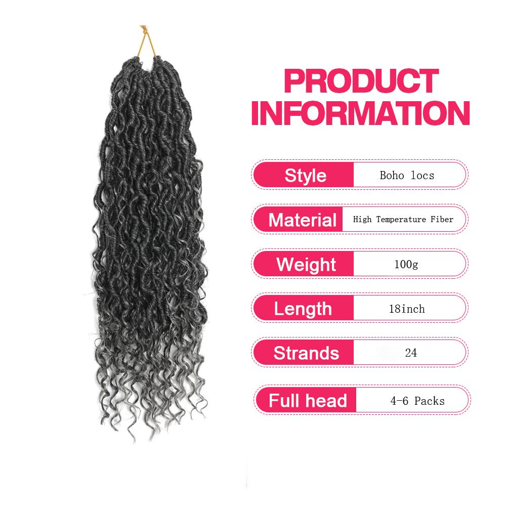 18 Zoll 100g Goddess Locs Häkelhaar Synthetisches Flechthaar Jumbo Braids Häkelzopfhaar Gypsy Locs Extension für Frauen
