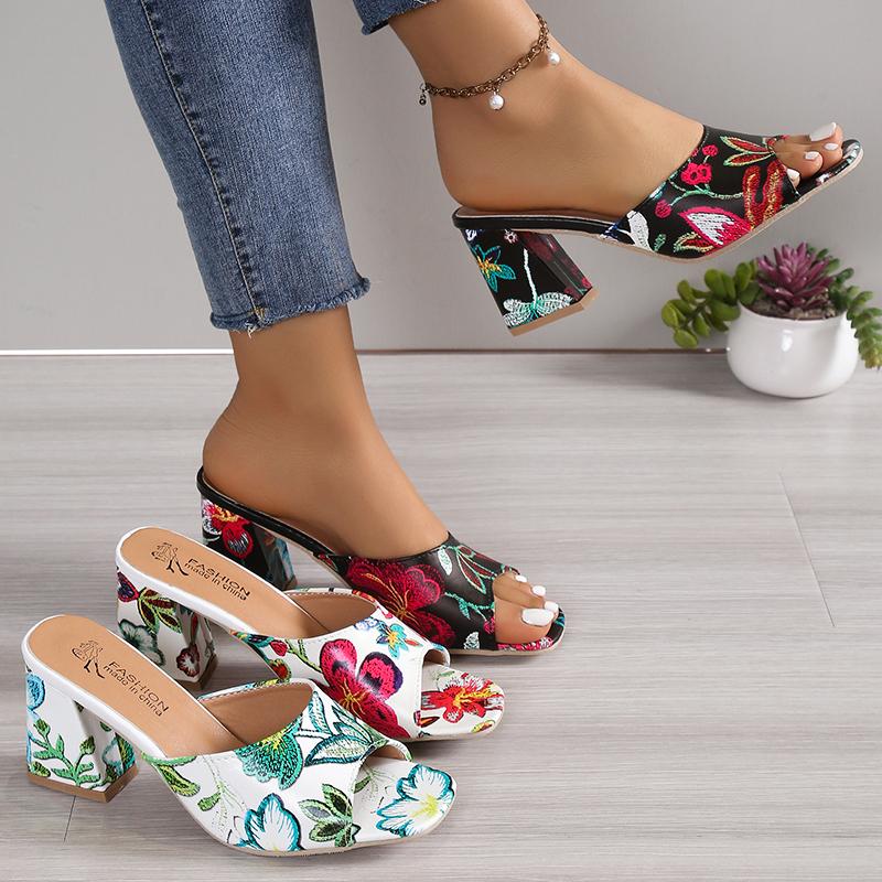 Scarpe di Alta Qualità da Donna Open Toe Pantofole da Donna Estive da Esterno Casual con Tacco Chunky Taglia Grande Pantofole Zapatillas Mujer