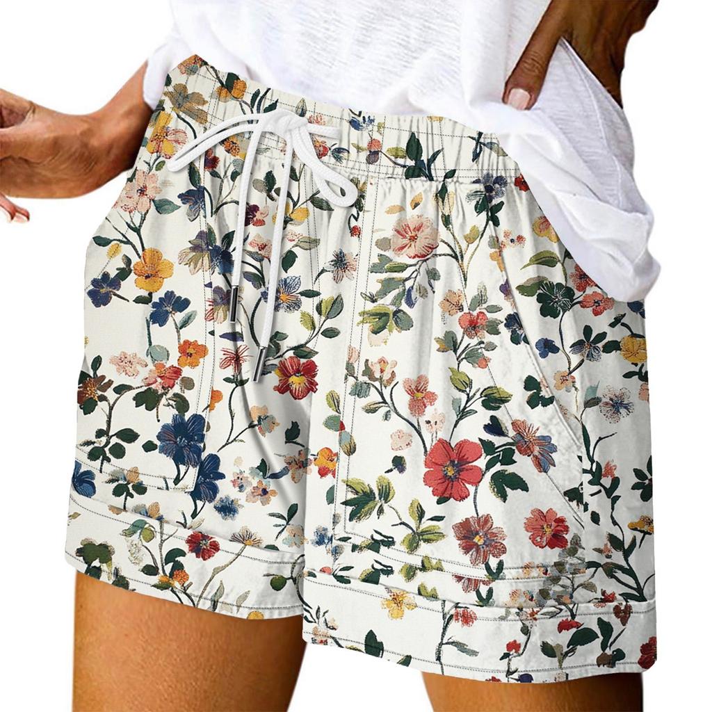 Damen Casual Sommer Elastische Strandshorts Print Casual Shorts