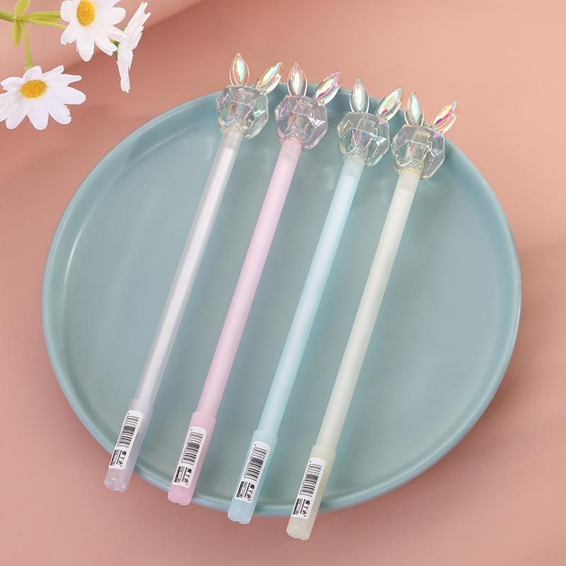 1 Piece Stationery Cute Crystal Rabbit Gel Pen School Office Kawaii Supplies Creative Gift Pens
