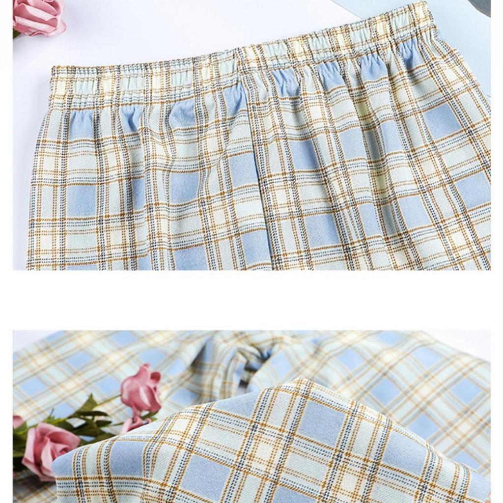Vintage Plaid Women Pants High Waist Wide Leg Straight Pant Loose Casual Female Trousers Wide Leg Pant Fashion Streetwear
