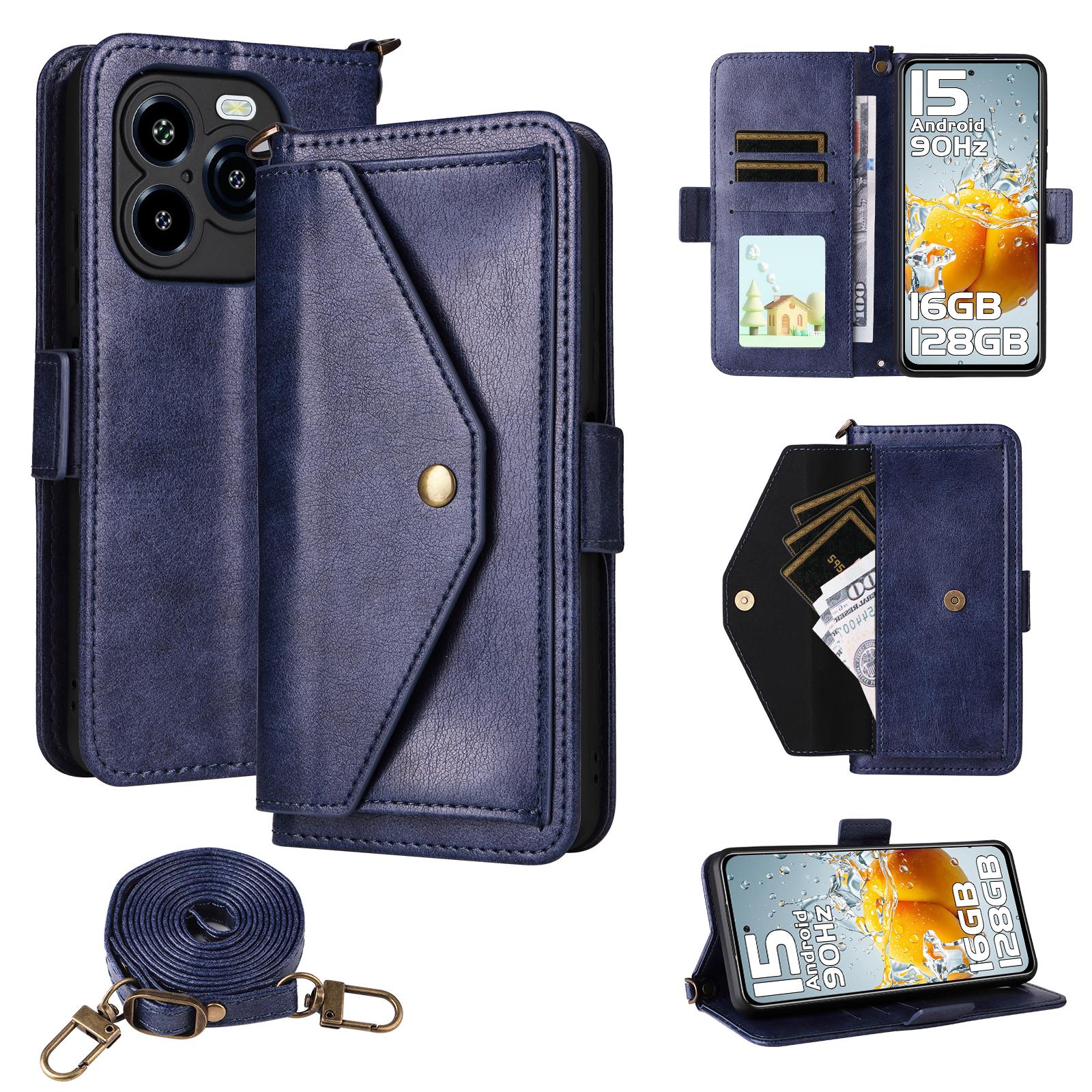 

Для Oukitel C65 Pro/C65 Кожаный чехол Магнитная застежка Кошелек Подставка Чехол для телефона с ремешком через плечо A