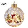 Winter Theme Party Supplies 3D Christmas Animal Faux Crystal Ball Ornament, Lighted Acrylic Hanging Decor Warm Light Scenes with Hedgehog Penguin