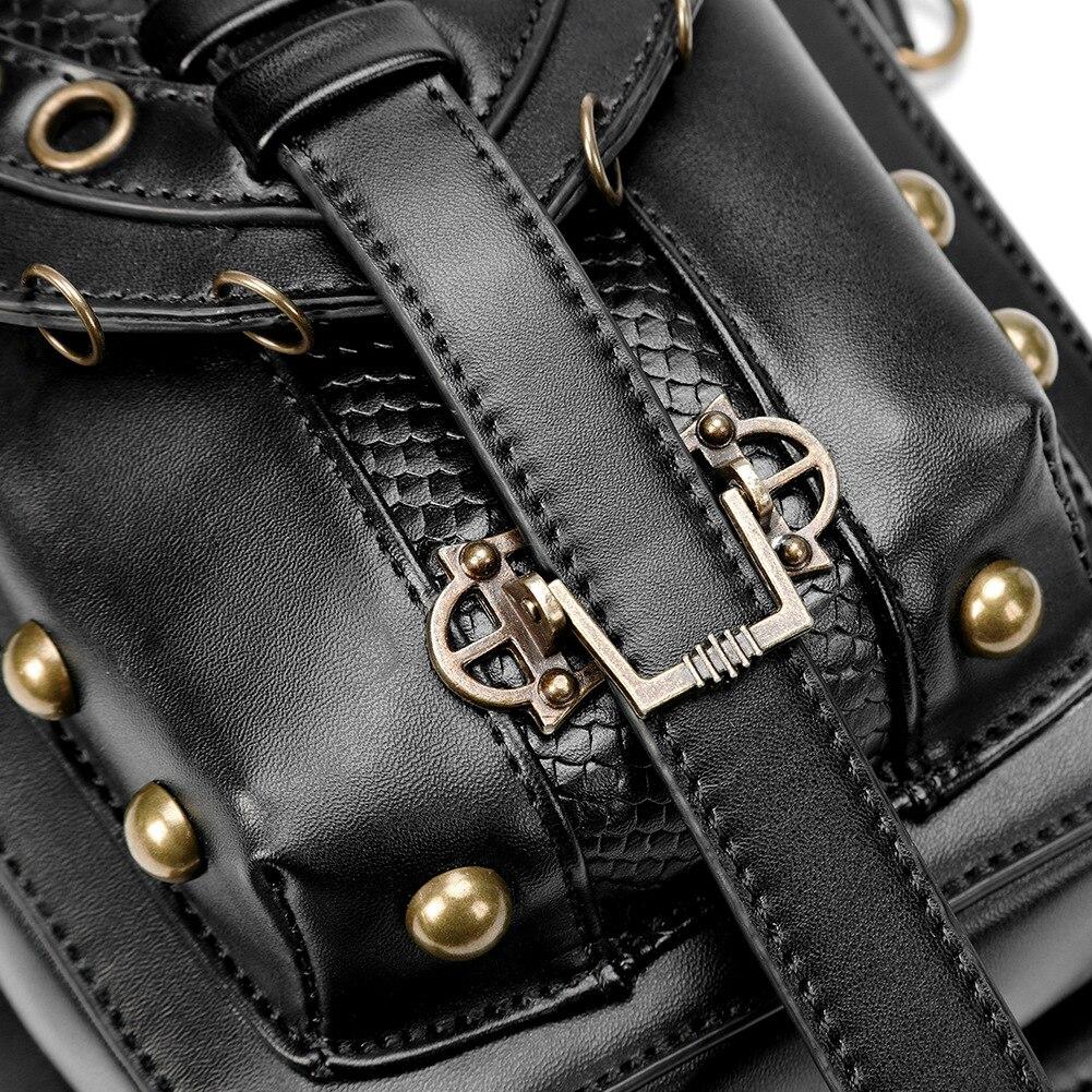 Johnature Moto & Biker Dame Midjepakke Multifunksjonell belteveske Fashion Rivet Pu Leather Skulder- og Crossbody-vesker