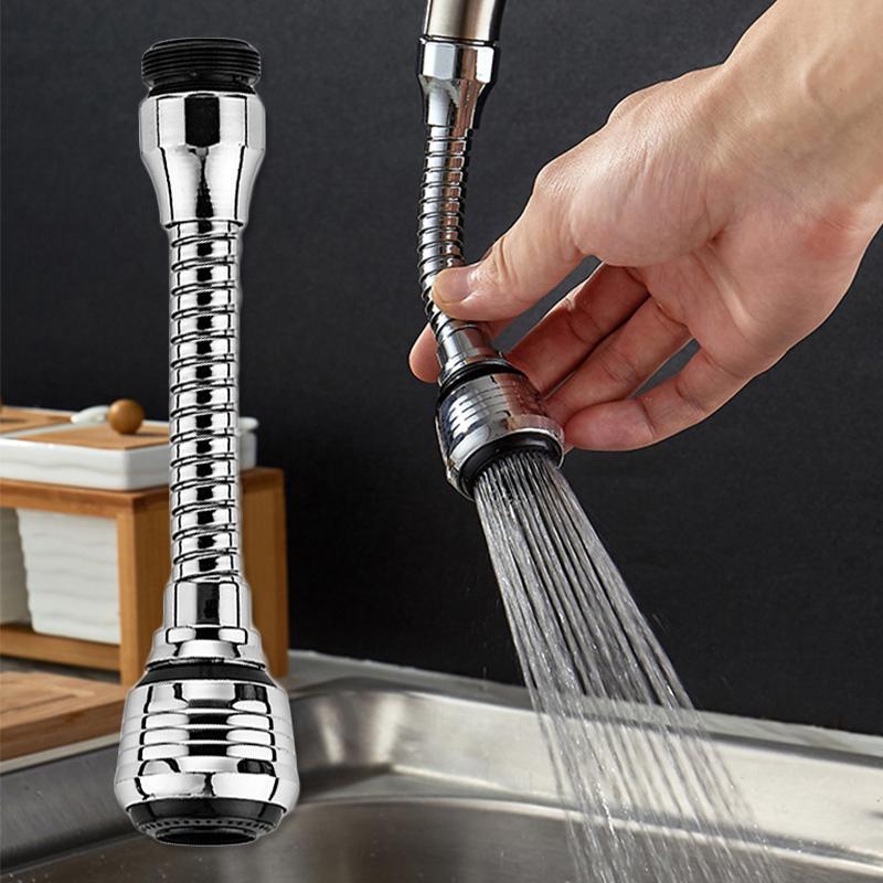 Kitchen Stainless Steel Faucet Sprinkler Water-saving Device Lengthening Rotating Splash Proof Sprinkler Spray Extender Bubbler