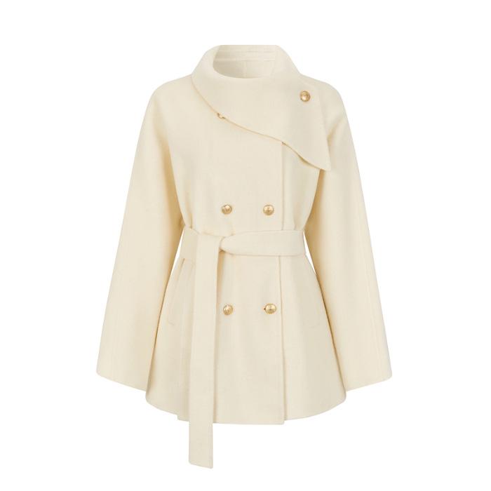 White Princess-Style Wool Coat: Women's 2025 Petite Winter Design, Short & Warm
