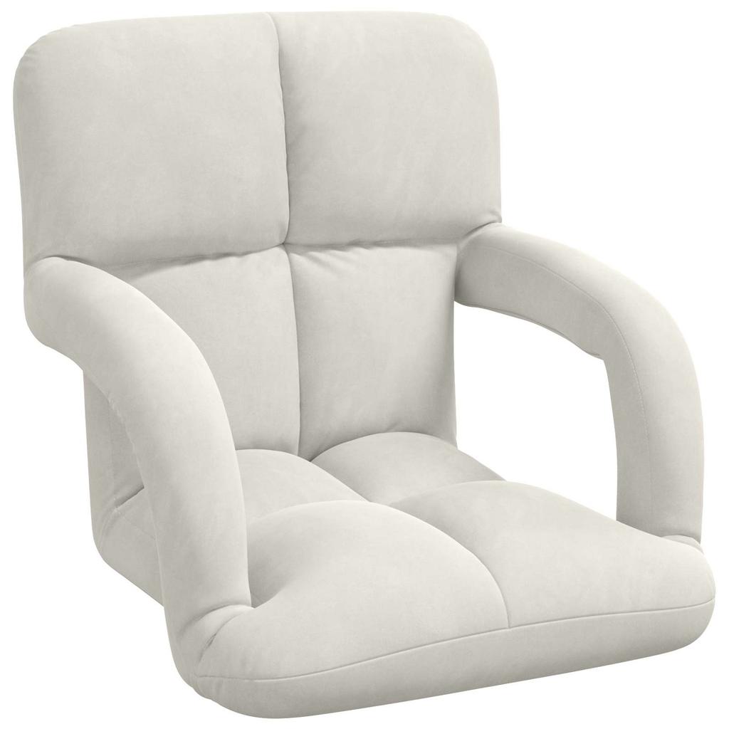 Adjustable Floor Chair Cream Velvet
