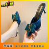 Fairy Bag Head High-heeled Half-drag Shoes Female Summer Wear Fashionable Outer Wear Thin Heels Lazy Cool Slippers 2025 Summer New