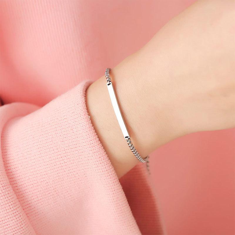 Polished Titanium Steel Curved Plate Bracelet Minimalist Design Couple Jewelry For Students Holiday Gift Fade Resistant