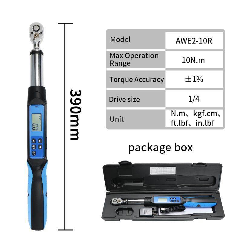 AWE 1/4 3/8 Digital Torque Angle Wrench High Precision ±1% Torque Accuracy with Buzzer & LED Alarm AWE2-10R