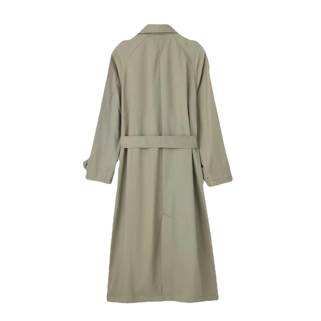 Autumn Spring Women with Belt Solid Double Breasted Trench Vintage Lapel Neck Long Sleeves Female Chic Lady Jacket