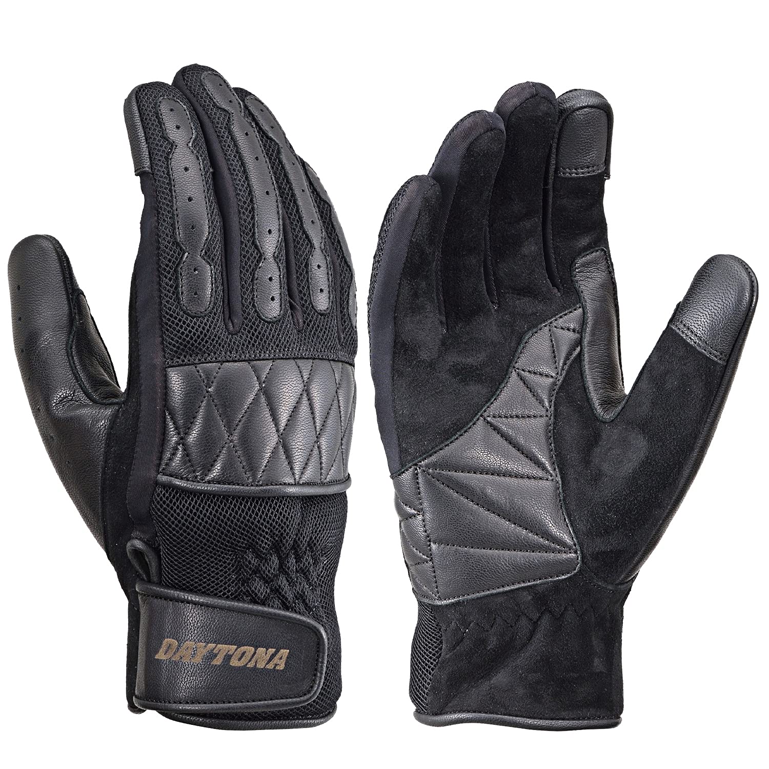 

Daytona Motorcycle Gloves Genuine Leather Smartphone Compatible Cafe Mesh Gloves Black L Size 19958 Spring/Summer (Goat Leather) HBG-065 чёрный