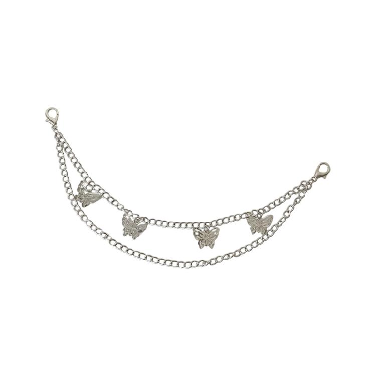 Handbag Charm Accessory Chain with Silver Tone Clip On Clasps and Layered Chain Accent for Commute and Daily Use