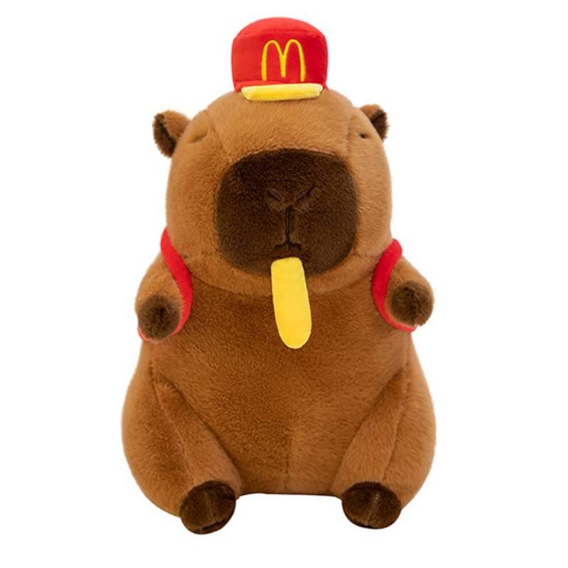 

Плюшевая капибара, креативная игрушка, шляпа, картофель фри, рюкзак, тянущаяся, подвижная, детский подарок 35cm