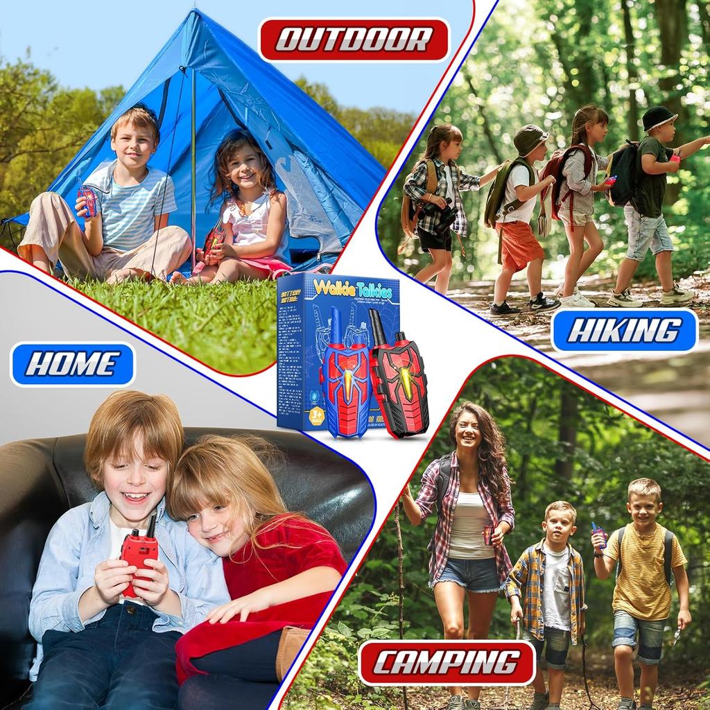 Rechargeable Walkie Talkies for Kids : Christmas Toys Gifts for Boys Ages 3 4 5 6 7 8 9 10 Kids Walkie Talkies 2 Pack Outdoor Hiking Toy for 5-7 Year
