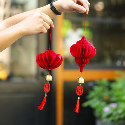 3D Paper Honeycomb Ball 2026 New Year Hanging Decor Paper Ornaments Spring Festival Paper Gourd Ornament Xmas Party Decor Vase