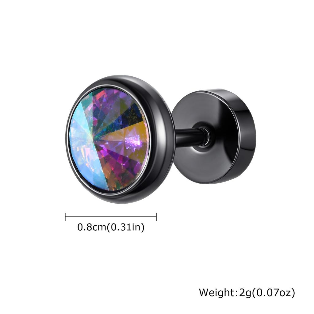 Anti Allergy Round Zircon Stud Earring for Men,AAA CZ Stone Stainless Steel Ear Stud,Hip Hop Classic Jewelry Gift