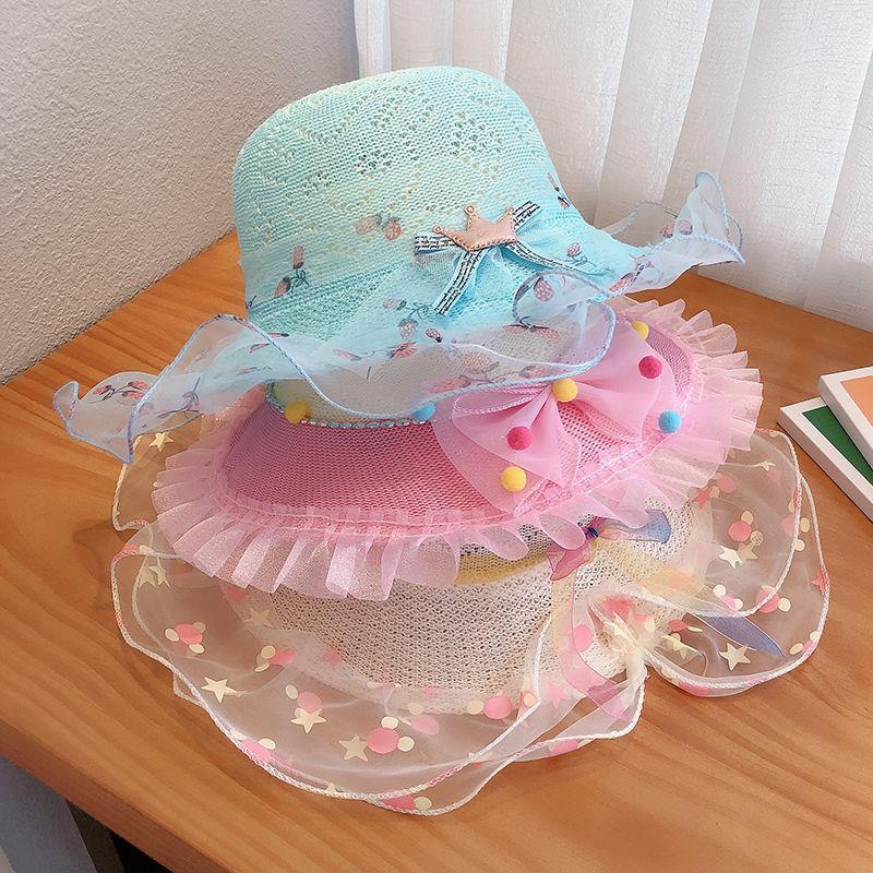 Children's Hat Women's Summer Sun Protection and Sunshade Hat Princess Beach Hat Summer Travel Thin Design Cute Girl