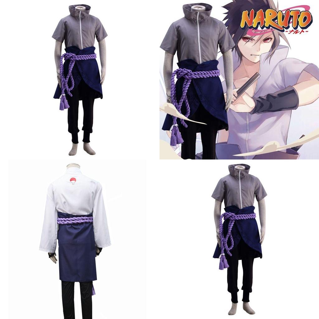 Naruto Uchiha Sasuke Deluxe Cosplay Kostüm mit Reißverschluss für Halloween Rollenspiel