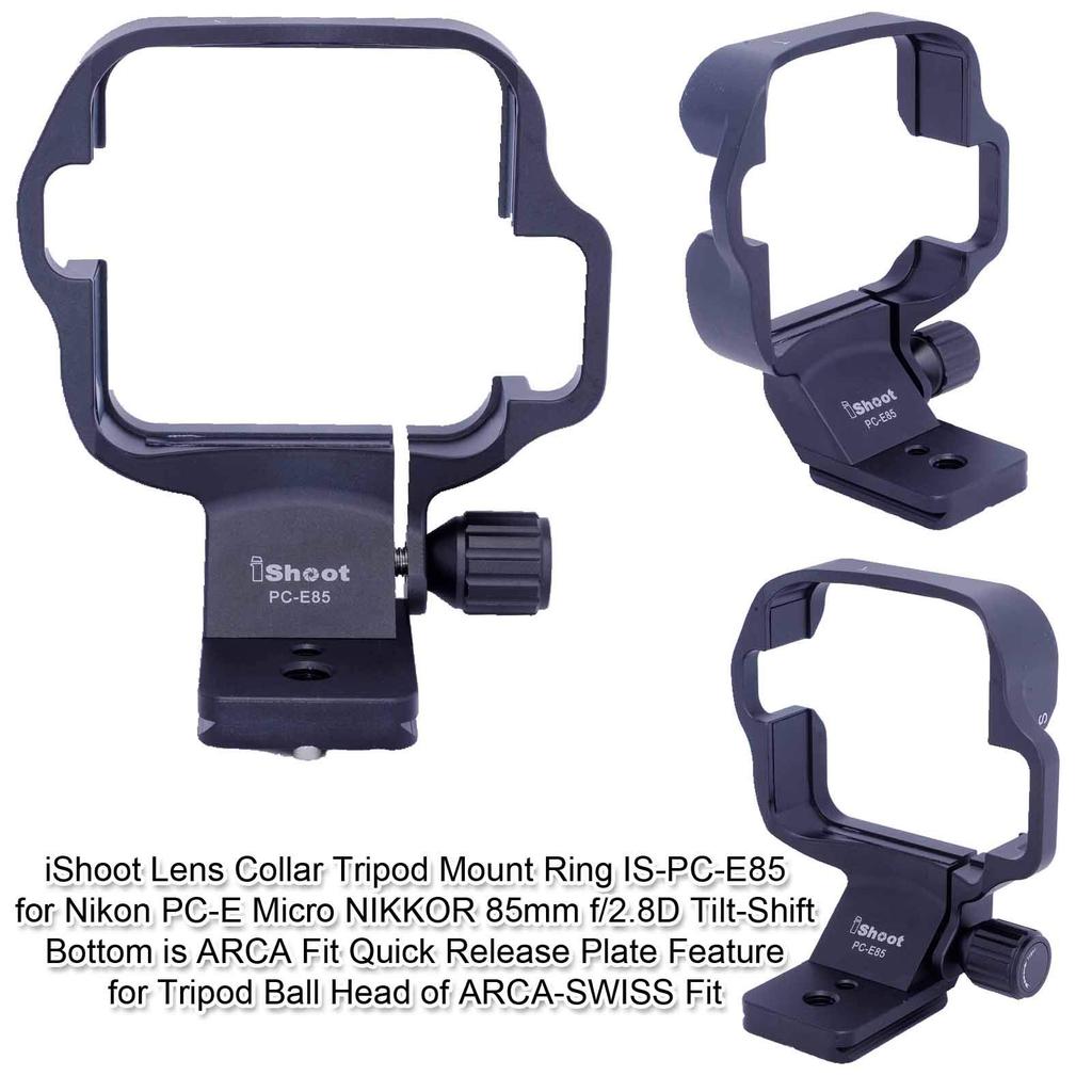 iShoot Tripod Collar Specially Designed for the Nikon Micro NIKKOR 85mm Includes Lens Support Tripod Mount and 46mm Quick Release Compatible with and
