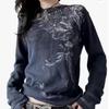 American Vintage Skull Print Slim Fit Long Sleeve Tee