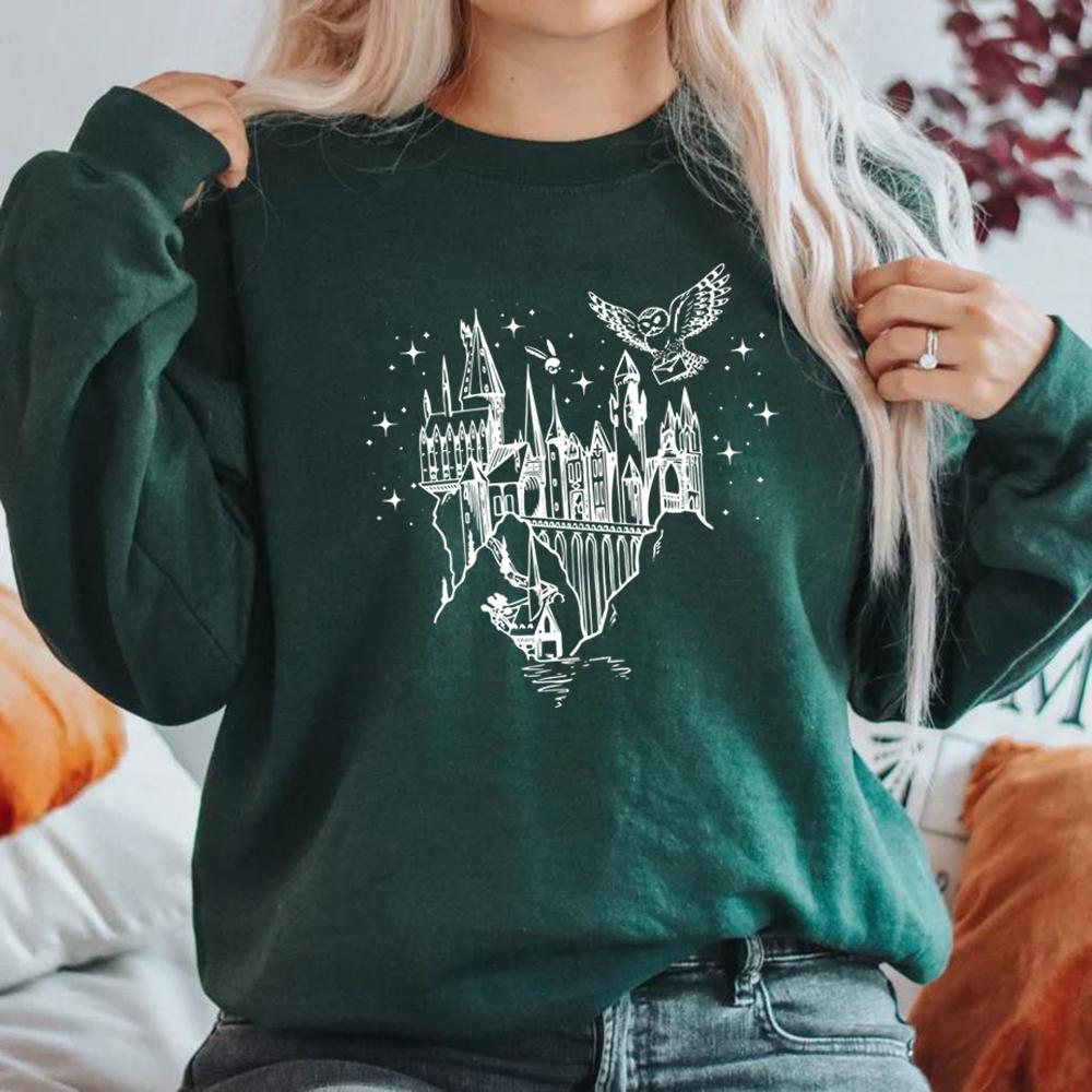 Bluza z kapturem Wizard Castle Bluzy z kapturem Believe in Magic Bluzy z kapturem Magical School Bluzy damskie z długim rękawem Bluza z kapturem Wizard School Top